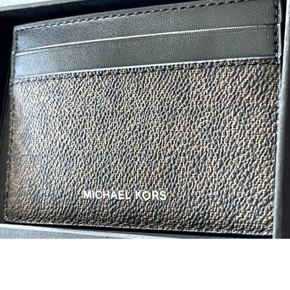 Michael Kors | Men's Leather Monogram Card Holder Wallet with Keychain Holder - Picture 2 of 6